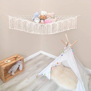 Urban Outfitters Stuffed Animal Hammock Boho Macrame Toy Storage Organizer Hang